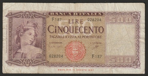 000801 italy 500 lire 1961 - 500,