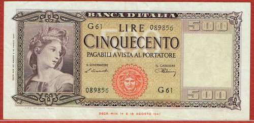 Banca italia 1947 500 - d'italia, 20.3.1947