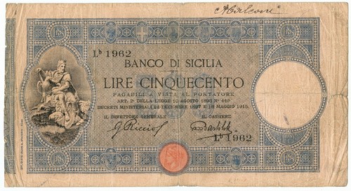 500 lire banco sicilia - banco,