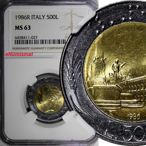 Italy metallic 1986 500 - italy, bi-metallic