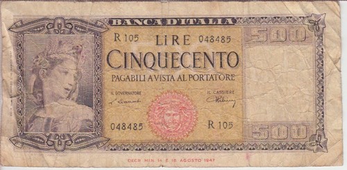 Italy 80a 8485 500 lire - italy, p.80a-8485