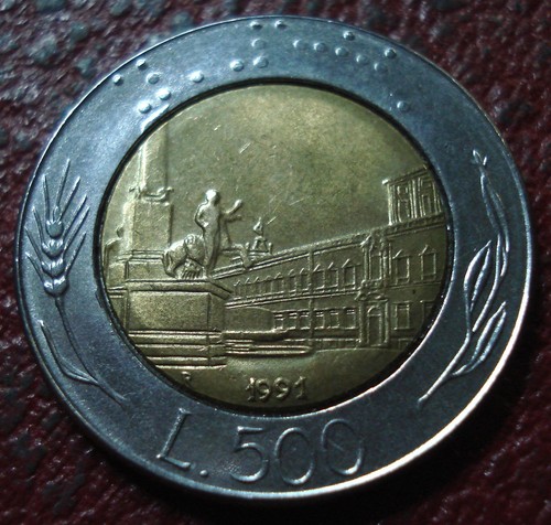 1991 italy 500 lire au - 500,